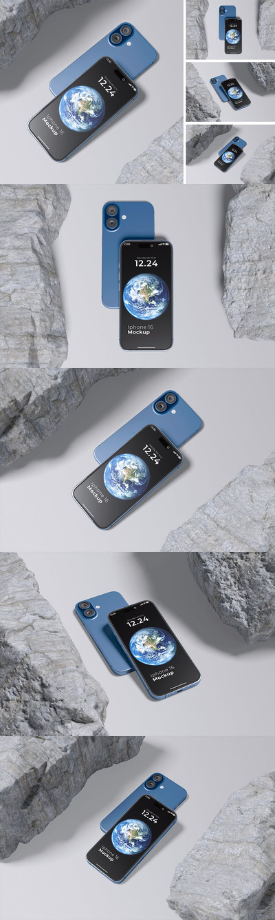 iPhone 16手机模型样机 (PSD,PDF)