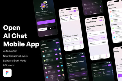现代打开AI聊天移动应用APP UI KIT (FIG)