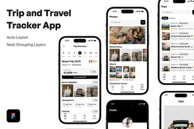旅行和旅行跟踪器应用APP UI KIT (FIG)