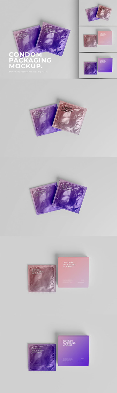 避孕套包装样机 (PSD,PDF)