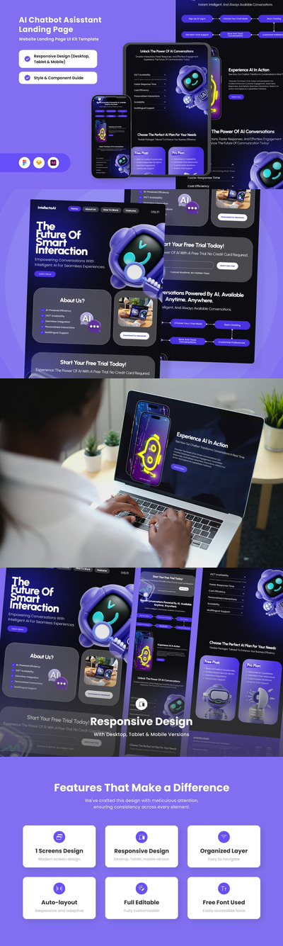 AI聊天助理着陆页 (FIG,SKETCH,XD)