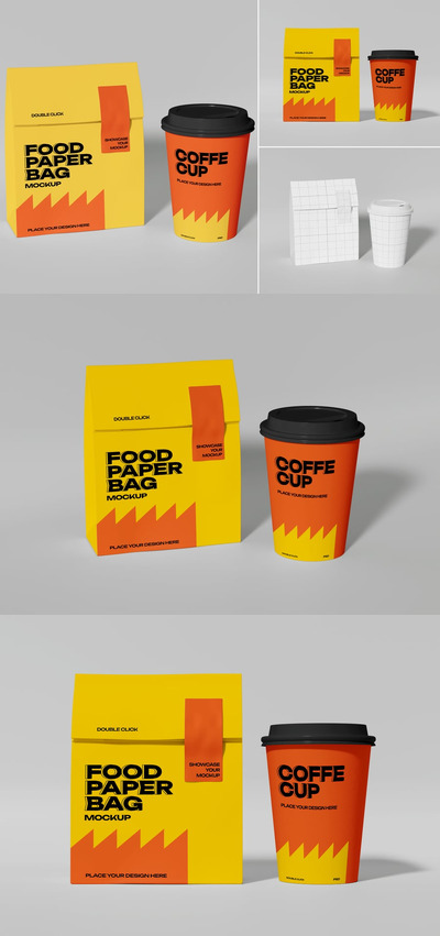 纸袋和杯模型样机 (PSD)