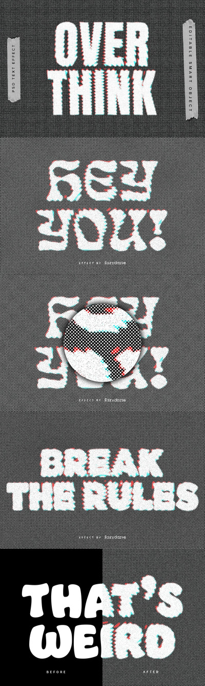 坚韧的扭曲PSD文本效果 (PSD)