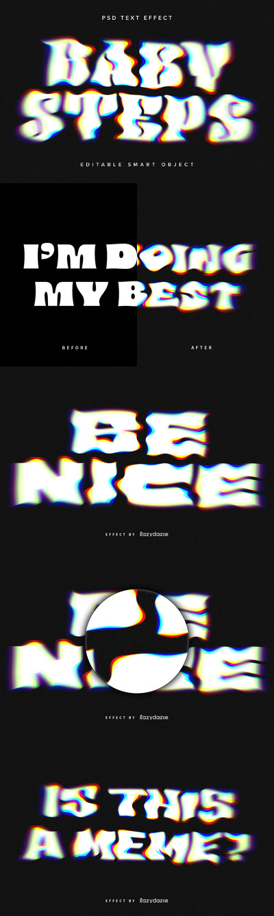 颤动的小故障PSD文本效果 (PSD)