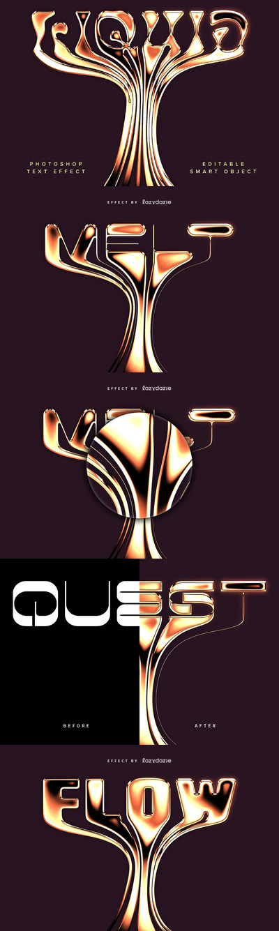 融化铬PSD文本效果 (PSD)