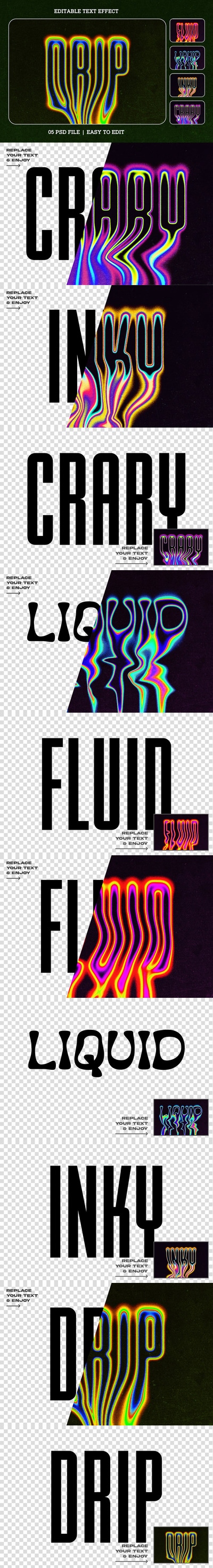 熔体样式可编辑的文本效果集 (PSD)