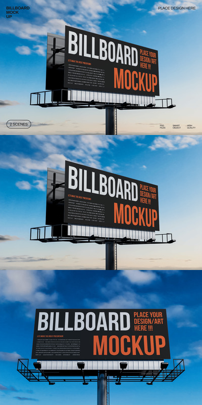 户外高速公路广告牌模型样机 (PSD)