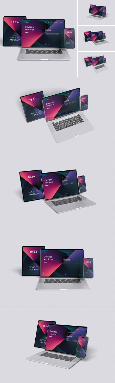电脑笔记本设备模型样机 (PSD,PDF)