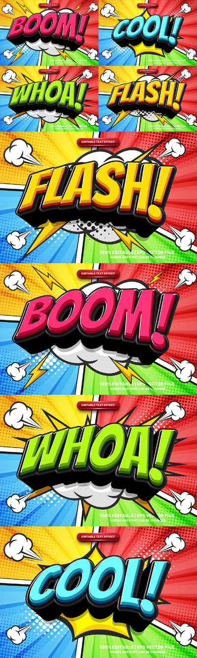 超级哇漫画卡通文字效果 (AI,EPS)