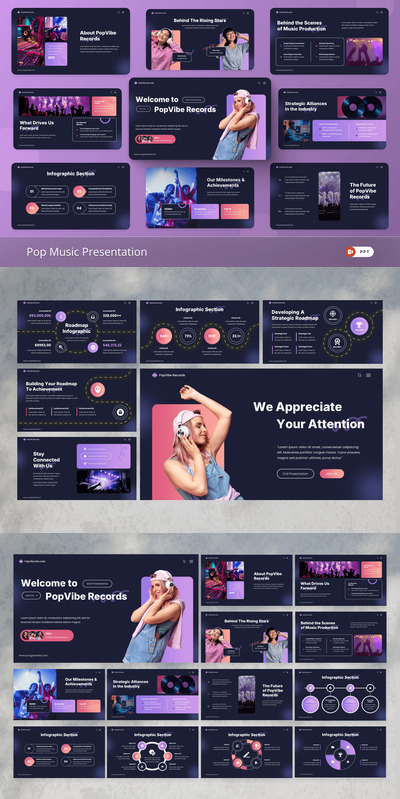 流行音乐PPT模板 (PPTX)