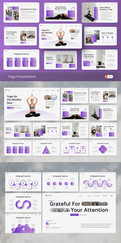 瑜伽冥想PPT模板 (PPTX)