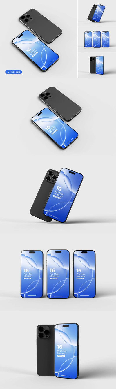 iPhone 16 Pro Max 手机样机 (PSD,JPG)