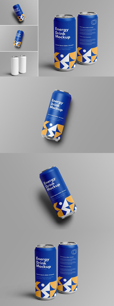 易拉罐瓶装模型样机 (PSD,PDF)