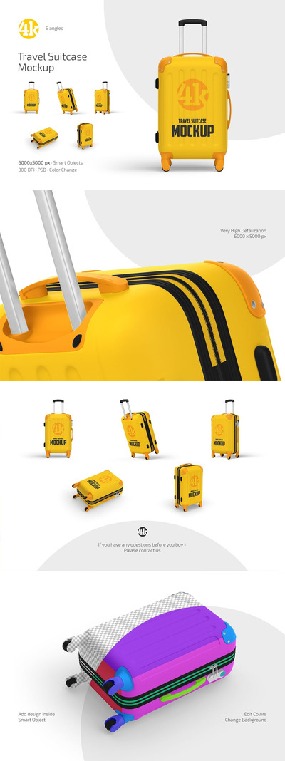 旅行手提箱模型套件样机 (PSD)