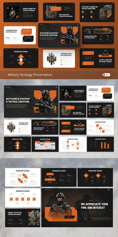 军事策略PPT模板 (PPTX)