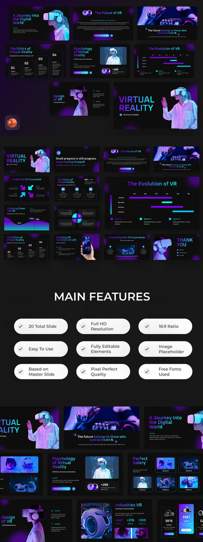 虚拟现实PPT模板 (PPTX)