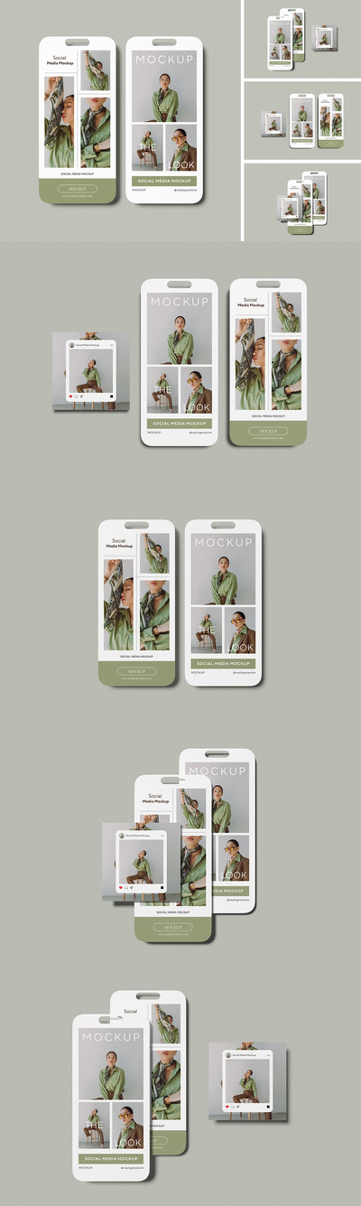 社交媒体模型样机 (PSD,PDF)