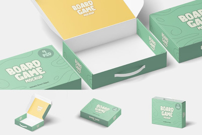 棋盘游戏盒模型样机 (JPG,PSD)