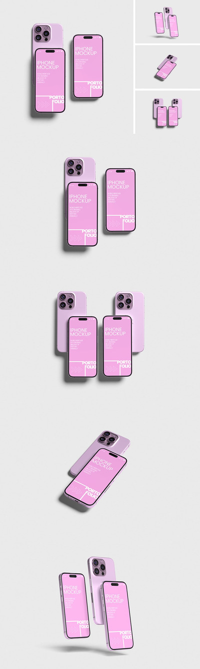 iPhone 16 Pro手机模型样机 (PSD,PDF)