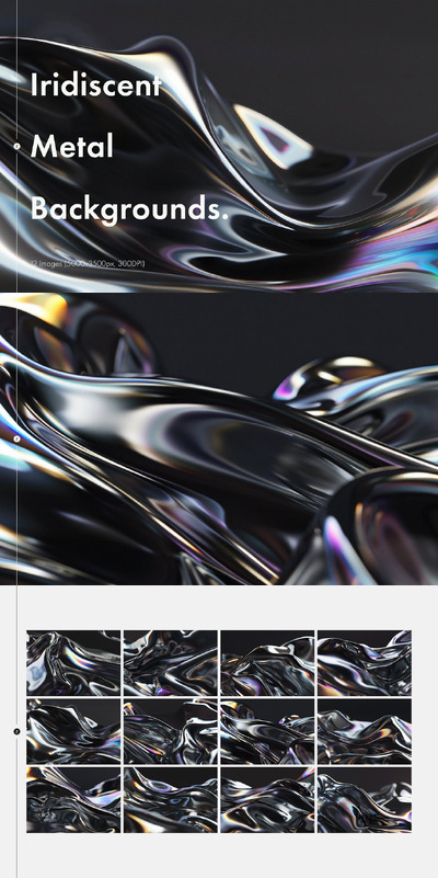 虹彩液态金属流体背景 (JPG)