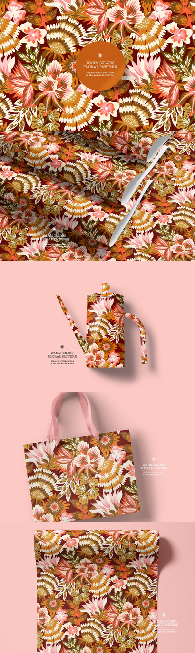 温暖的颜色花壁纸 (AI,EPS,JPG,SVG)