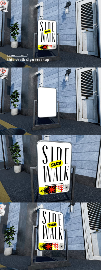 人行道广告标志模型样机 (PSD)