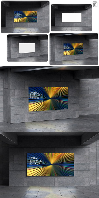 数字广告牌模型样机 (PSD,PDF)
