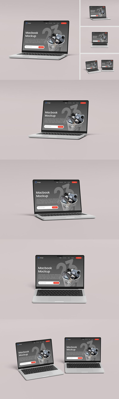 MacBook电脑模型样机 (PSD,PDF)