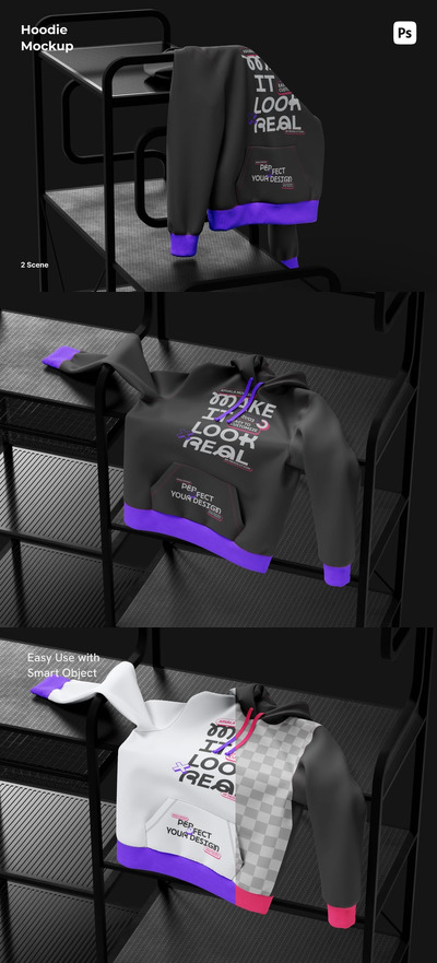 深色连帽衫的模型样机 (PSD)