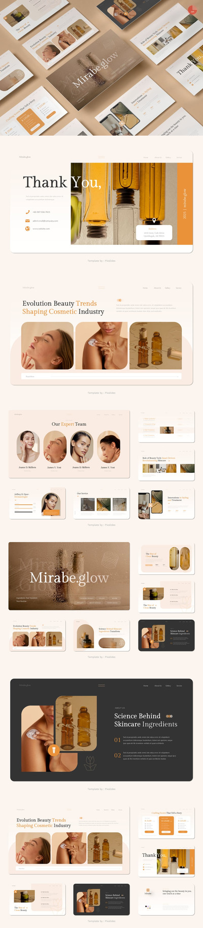 化妆品和美容PPT模板 (PPTX)