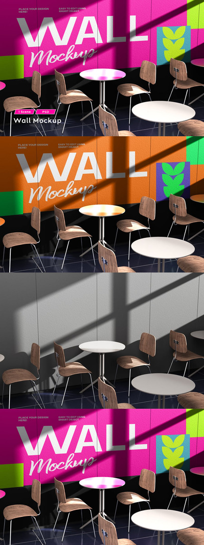 餐厅墙模型样机 (PSD)