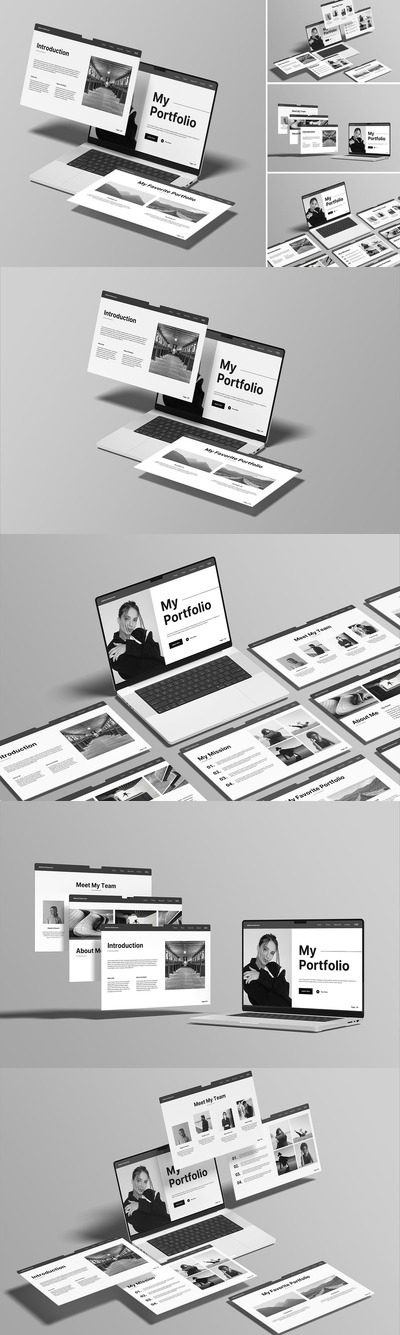 笔记本电脑屏幕网站模型样机 (PSD,PDF)