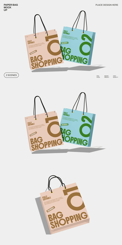 纸袋模型样机 (PSD,PDF)