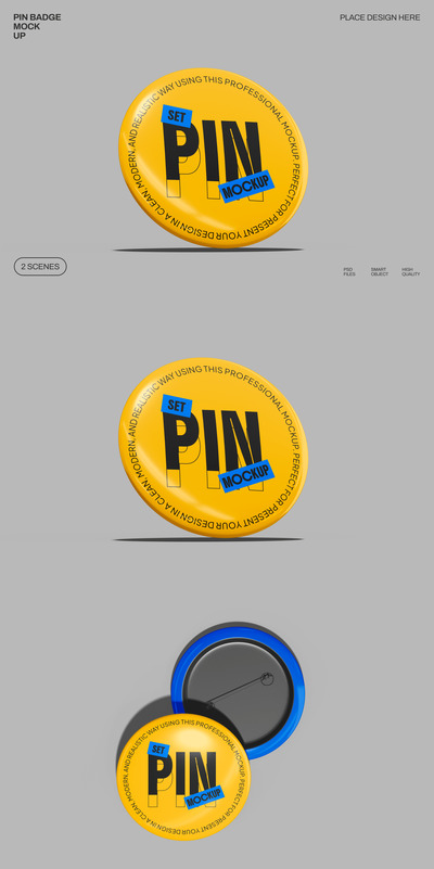 PIN徽章模型样机 (PSD,PDF)