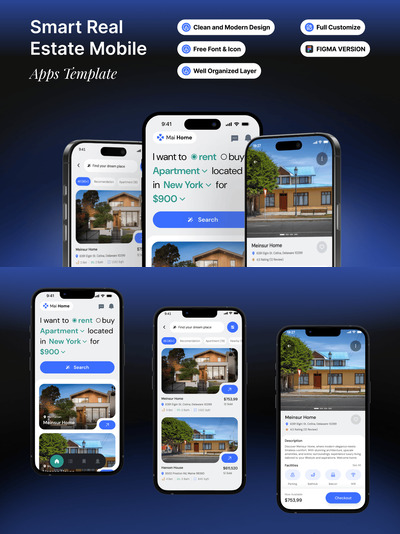 智能房地产移动 - 应用APP UI KIT (FIG)