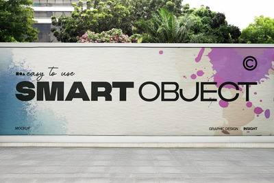 街墙板广告模型样机 (PSD)
