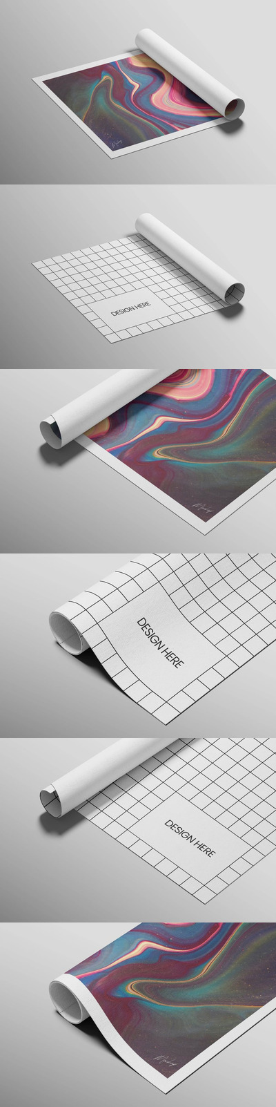 滚动的帆布打印模型样机 (PSD)