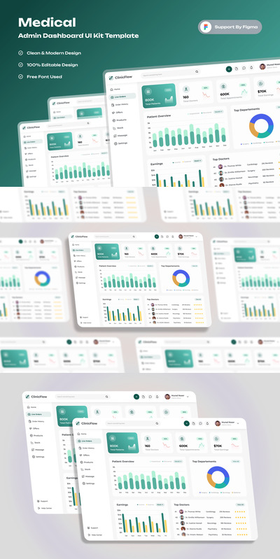 医疗管理仪表板后台网页 (FIG)