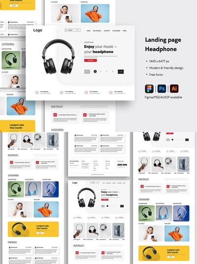 电子产品电子商务网站 (AI,EPS,FIG,PSD)