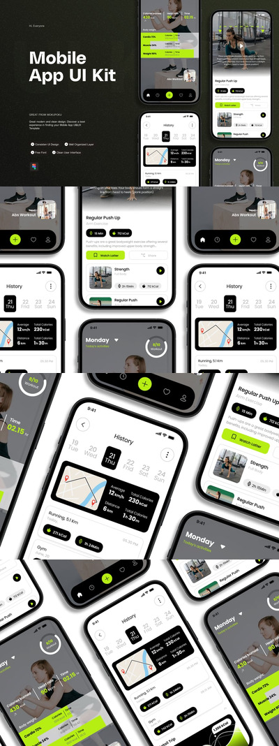 运动追踪器 - 移动应用APP UI KIT (FIG)