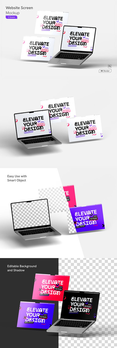 网站屏幕模型样机 (PSD)