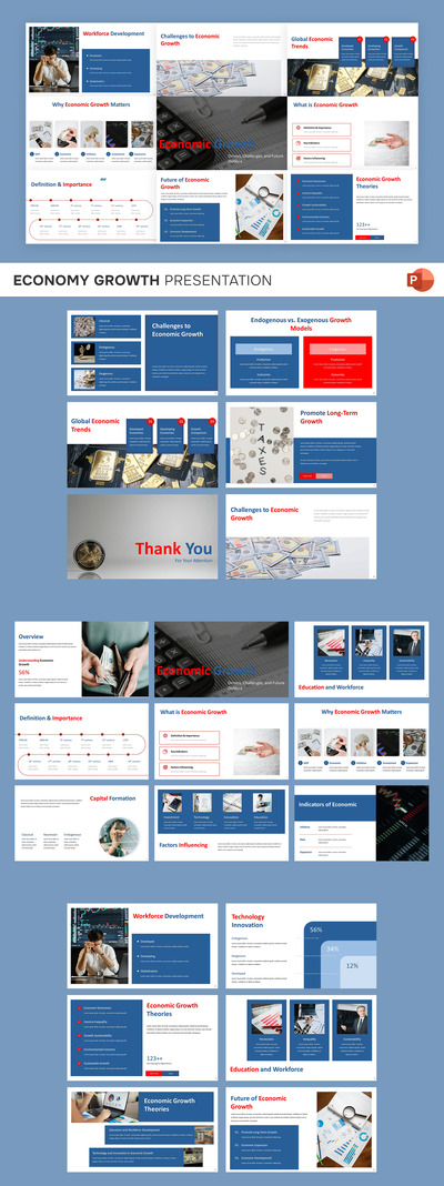 经济增长PPT模板 (PPTX)