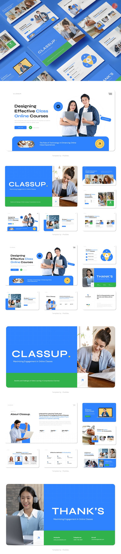 在线课程教育PPT模板 (PPTX)