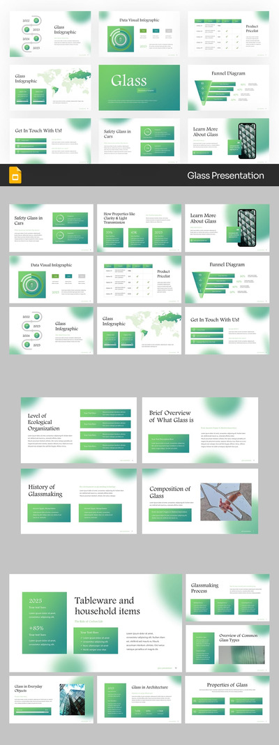 玻璃行业PPT模板 (PPTX)