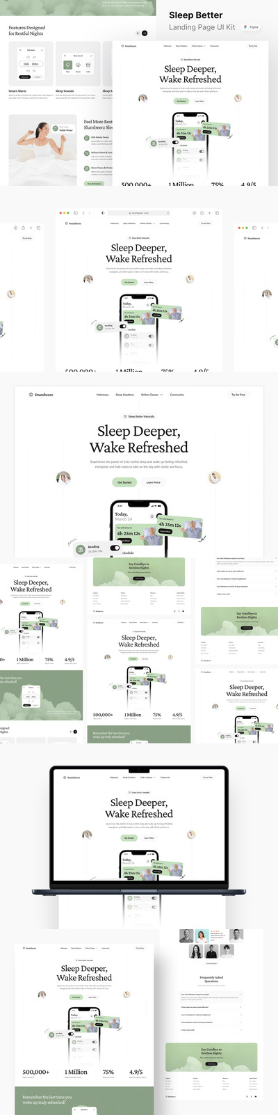 让睡眠更好的着陆页网页模板 (FIG)