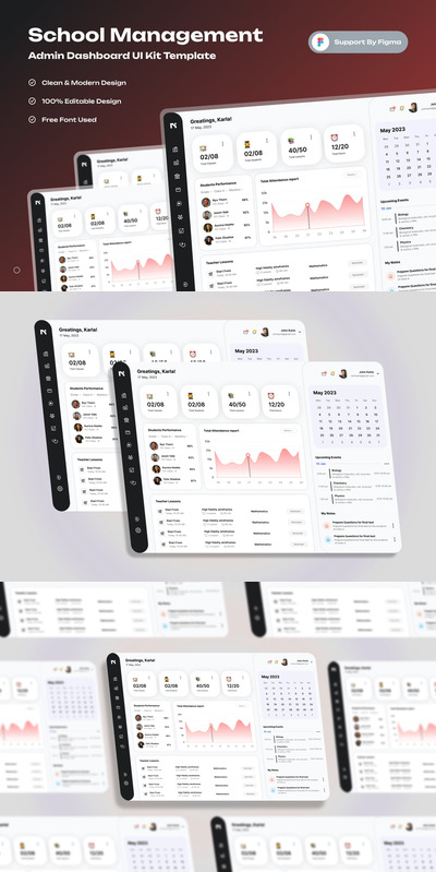 学校管理管理仪表板网页模板 (FIG)