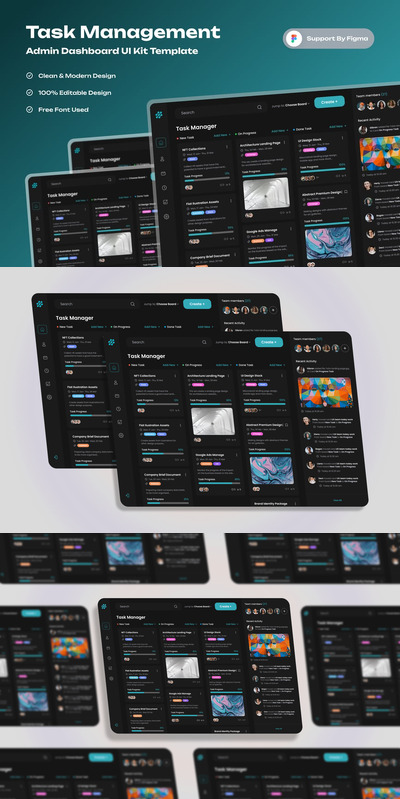 任务管理管理仪表板网页模板 (FIG)