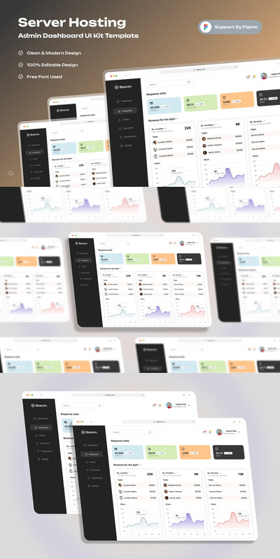 服务器托管管理仪表板网页模板 (FIG)