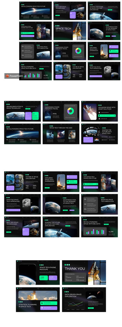 太空技术PPT模板 (PPTX)