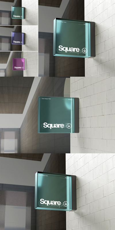 方形玻璃logo样机（PSD）
